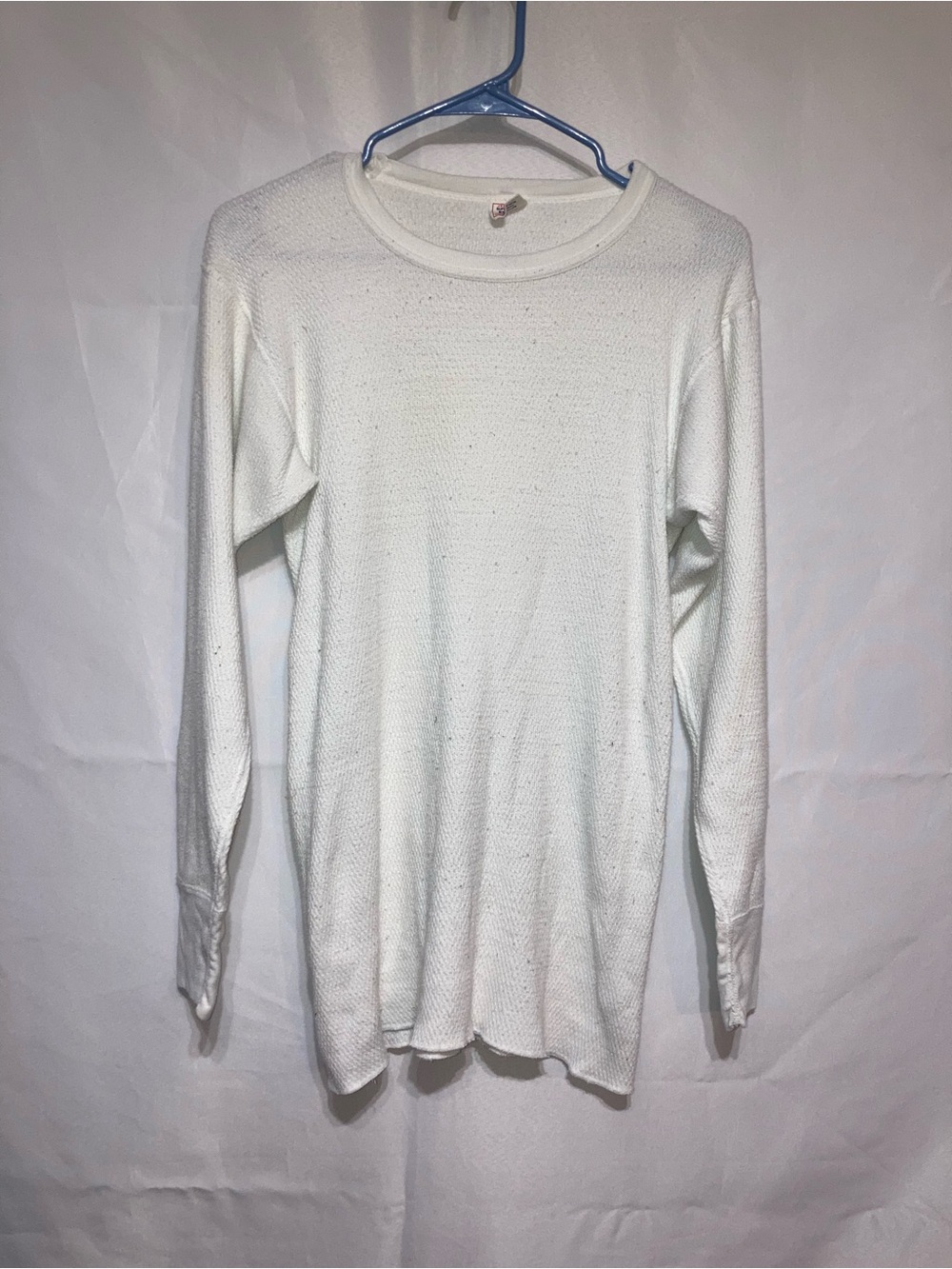 Lightweight White Crewneck Thermal Sweater